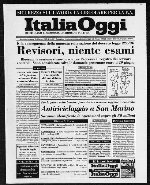 Italia oggi : quotidiano di economia finanza e politica